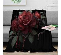 3D Printed bloody roses Living Room Throw Microfiber Soft Cosy Bedding Warm gothic floral design Cozy Throw Blanket No Shedding for Apartment Dwellers Renters Young Adults 60x80inch(150x200cm)