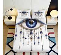 3D Printed Bloody Witch Fitted Sheet Microfiber Soft Bedroom Decor Horror Red Eyed Face Bed Cover Anti-Slip Washable Adult Teen 90x200x25cm