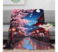 3D Printed blossoms street Thermal Blanket Microfiber Ultra Warm Bedding Soft traditional Japanese Cozy Throw Blanket Lightweight All Season for Homeowners Renters Adults 70×80inch(180x200cm)