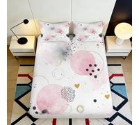 3D Printed Blue Circle Fitted Sheet Microfiber Deep Pocket Bedroom Bedding Pattern Mattress Fitted Cover Washable 180x200x25cm