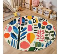 3D Printed Blue-Green Abstract Circles Round Area Rug Circular Carpet Soft Non-Slip Washable Mat Low Pile Rug Medieval Illustrations Anti-Slip 3D Carpet For Living Room Bedroom Decoration,180Cm