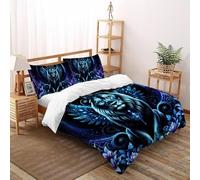 3D Printed Blue Lion Duvet Cover Wild Land Animal Bedding Set 3Pcs Luxury Microfiber with Pillowcases,Hidden Zipper for Kid Teens Double（200x200cm） Room Decor