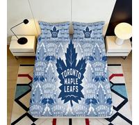 3D Printed Blue Maple Leaf Pattern Fitted Sheet Microfiber Deep Pocket Non-Slip Bedroom Bedding Toronto Leaves Mattress Fitted Cover Washable for Adults 200x200x25cm