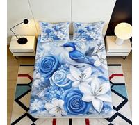 3D Printed Blue Peacock Fitted Sheet Microfiber Soft Floral Mattress Cover for Bedroom Guest Room Decoration 90x200x25cm