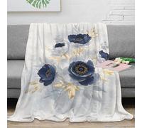 3D Printed BlueFlowerArt Living Room Throw Microfiber Ultra Soft Warm Bedding ModernElegantStyle Home Blanket Wrinkle Resistant Anti Static for Homeowners Renters Families 50x60inch(127x152cm)
