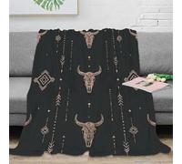 3D Printed Boho skull design Nap Blanket Microfiber Warm Soft Bedding Lightweight Native tribal pattern Thermal Blanket Breathable Thermal Insulating for Adults Teens Kids 40x50inch(100x130cm)