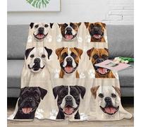 3D Printed Boxer dog faces Thermal Blanket Microfiber Warm Thermal Bedding Soft Cartoon illustration Nap Blanket Lightweight for Office Workers Students Teens Young Adults 60x80inch(150x200cm)