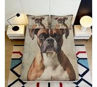 3D Printed Boxer Dog Fitted Sheet, Microfiber Bed Cover, Non-slip, Soft