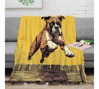 3D Printed Boxer dog jumping All Season Blanket Microfiber Soft Warm Bedding Breathable Illustrated cartoon Bedding Throw Machine Washable for University Students Dorm Dwellers 40x50inch(100x130cm)