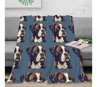 3D Printed Boxer dog portrait Bed Throw Microfiber Warm Soft Bedding Compact Illustrated pet art Travel Blanket Portable for Students Campers Travellers Young Adults Teens 70×80inch(180x200cm)