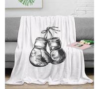 3D Printed boxing gloves art Living Room Throw Microfiber Warm Cosy Bedding Soft black white sketch Couch Blanket Anti Static Fade Resistant for Adults Couples Households 50x60inch(127x152cm)