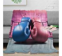 3D Printed boxing gloves blue Living Room Throw Microfiber Ultra Soft Warm Bedding sport competition Home Blanket Wrinkle Resistant Anti Static for Homeowners Renters Families 50x60inch(127x152cm)