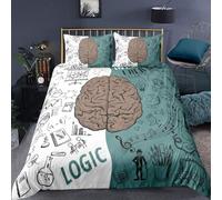 3D Printed Brain Art Super King Duvet Cover Musical Logic Duvet Sets Soft Breathable Microfibre 3Pcs Bedding 260x220 with Hidden Zipper Closure and 2 Pillowcases 50x75 665-C