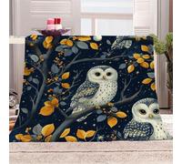 3D Printed Branch Owl-10 Flannel Fleece Blanket （270GSM） Moon Super Cozy 130x150 cm single Size Fade Resistant Home Decor Gift - Machine Washable