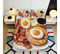 3D Printed Breakfast Fitted Sheet Microfiber Deep Pocket Non-Slip Bedroom Bedding Full Wrap Breakfast Mattress Fitted Cover Washable 200x200x25cm
