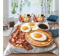 3D Printed Breakfast Quilt Cover, Microfiber Duvet Cover Hidden Zipper for
