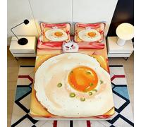 3D Printed Breakfast Theme Fitted Sheet Microfiber Deep Pocket Non-Slip Bedroom Bedding Breakfast Mattress Fitted Cover Washable Adult 90x200x25cm
