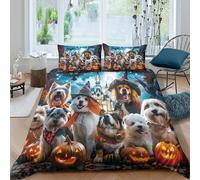 3D Printed Breathable Microfiber Halloween dogs Duvet Cover Easy Care Bedding Set with Pillow Shams costume themed art Quilt Cover All Season Machine Washable for Home Decoration Single（135x200cm）