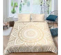 3D Printed Breathable Microfiber Ornate Mandala Duvet Cover Easy Care Bedding Set with Pillow Shams Boho Decor Pattern Quilt Cover All Season Machine Washable for Home Decoration Double（200x200cm）