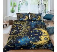 3D Printed Breathable Microfiber SunMoonArt Duvet Cover Easy Care Bedding Set with Pillow Shams MythicalAstrologyStyle Quilt Cover All Season Machine Washable for Home Decoration Double（200x200cm）