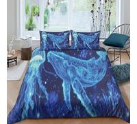 3D Printed Breathable Microfibre Jellyfish glow Comforter Cover Soft Bedding Set with Pillowcases marine fantasy art Bed Quilt Cover All Season Easy Care for Couples Double（200x200cm）