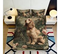 3D Printed British Dog Pattern Fitted Sheet Microfiber Deep Pocket Non-Slip English Style Mattress Fitted Cover Bedroom Bedding for Adults/Teens 200x200x25cm