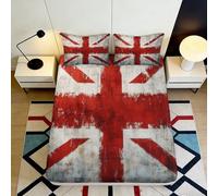 3D Printed British Flag Fitted Sheet Microfiber Deep Pocket Bedroom Bedding Suitable for Adults Union Jack Mattress Fitted Cover Washable 200x200x25cm