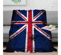 3D Printed british flag Living Room Throw Microfiber Warm Cosy Bedding Soft vintage distressed design Couch Blanket Anti Static Fade Resistant for Adults Couples Households 70×80inch(180x200cm)