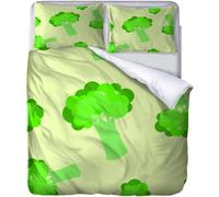 3D Printed Broccoli Small Double Bed Duvet Cover Set For Kids Teens Cartoon Vegetables Bedding Set The 3 Pieces includes 1 Quilt Covers 155x220 and 2 Pillowcases K.75
