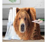 3D Printed Brown bear face Living Room Throw Microfiber Soft Cosy Bedding Warm Wild animal portrait Cozy Throw Blanket No Shedding for Apartment Dwellers Renters Young Adults 60x80inch(150x200cm)