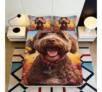 3D Printed Brown Dog Fitted Sheet Microfiber Soft Breathable Autumn Leaves Bed Sheet for Bedroom Guest Room Decor 90x200x25cm