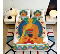 3D Printed Buddha Mandala Fitted Sheet Microfiber Soft Non-Slip Bed Cover for Bedroom Guest Room Decor Dust Protection 90x200x25cm