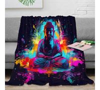 3D Printed Buddha meditation Couch Blanket Warm Soft Bedding vibrant spiritual art Cozy Throw Blanket Wrinkle Resistant Non Pilling for Dorm Dwellers University Students 40x50inch(100x130cm)