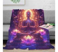 3D Printed Buddha meditation Thermal Blanket Microfiber Soft Cosy Bedding Warm spiritual glow art Blanket Compact Portable Non Pilling for Apartment Dwellers Renters Young Adults 80×90inch(200x230cm)