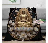 3D Printed Buddha statue Blanket Microfiber Ultra Warm Soft Bedding Thermal Spiritual art design Bed Blanket Breathable All Season Machine Washable for Adults Kids Families 60x80inch(150x200cm)