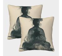 3D Printed Buddha Statue Throw Pillow Covers Solemn Respect Atmosphere Domineering Admiration Lucky Transport Pillow Case Cushion Garden Cushion Super Soft Pack of 2 Home Decor for Sofa Bedroom 50x50c