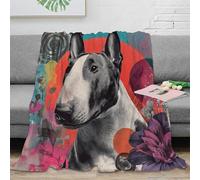 3D Printed Bull Terrier portrait Bedding Throw Microfiber Ultra Soft Warm Bedding vibrant pop art Bedding Blanket Compact Portable for Students Gamers Movie Nights Teens 80×90inch(200x230cm)