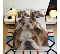 3D Printed Bulldog Pattern Fitted Sheet Microfiber Deep Pocket Non-Slip Bulldog Mattress Fitted Cover Bedroom Bedding 90x200x25cm