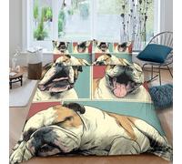 3D Printed Bulldog Pop Art Fitted Sheet Microfiber Soft Non-Slip Mattress Cover Machine Washable Bedroom Decor Single（135x200cm）