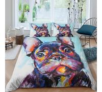 3D Printed Bulldog Quilt Cover, Microfiber Bedding Cover Hidden Zipper for
