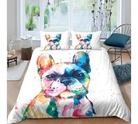 3D Printed Bulldog Quilt Cover, Microfiber Bedding Cover Hidden Zipper for