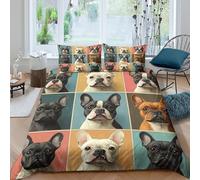 3D Printed Bulldog Quilt Cover, Microfiber Duvet Cover Hidden Zipper for