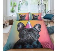 3D Printed Bulldog Quilt Cover, Microfiber Duvet Cover Hidden Zipper for