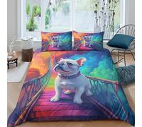 3D Printed Bulldog Quilt Cover, Microfiber Duvet Cover Hidden Zipper for