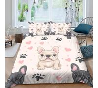 3D Printed Bulldog Quilt Cover, Microfiber Duvet Cover Hidden Zipper for