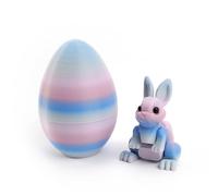 3D Printed Bunny and Easter Eggs, Flexible Articulated Fidget Toy, Home Office Decor & Easter Basket Stuffer, Sensory Stress Toy (Tides)