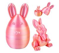 3D Printed Bunny Eggs with Rabbit Inside,Crystal Easter Egg Figures Fidget Toy Flexible Joints Home Decor Executive Desk Toys Easter Basket Stuffers Gift for Easter Birthday Kids Adults,Gold Pink