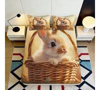 3D Printed Bunny Fitted Sheet, Soft Touch Microfiber, Bed Cover for Bedroom Decor, Non-Slip, Easy Care, Guest Room Bedding, 120x200x25cm
