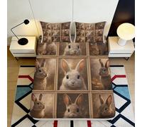 3D Printed Bunny Pattern Fitted Sheet Microfiber Deep Pocket Non-Slip Bedding for Adults Rabbit Mattress Fitted Cover Home Protection 90x200x25cm