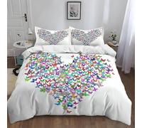 3D Printed Butterfly Double Bed Duvet Cover Set For Kids Teens Heart Shape Bedding Set The Ultra-Soft 3 Pieces includes 1 Quilt Covers 200x200 and 2 Pillowcases K.2254